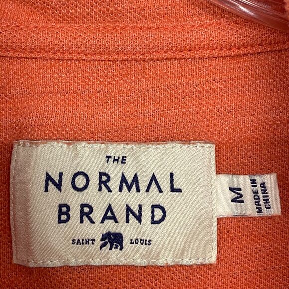 The Normal Brand Shirt Mens Medium Orange Quarter Zip Mock Neck Cotton Active - Picture 3 of 9